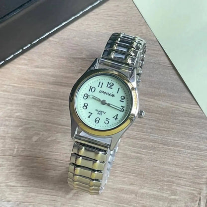 Business Sports Alloy Elastic Strap Glow-In-The-Dark Couple Fashion Quartz Watch For Men And Women