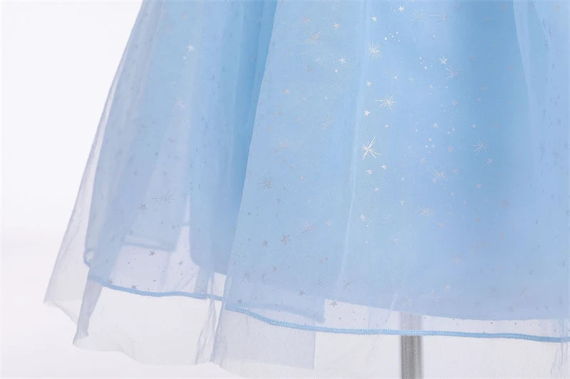 Elsa Cosplay Costume Kids Layers Deluxe Ball Gown Princess Dresses Aurora Christmas Wedding Evening Dress Girls Princess Dresses
