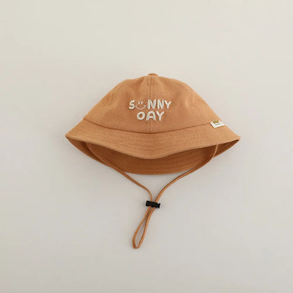 New Embroidered Letter Baby Bucket Hats Spring Sunhat Fishing Hat Sunshade Visor Boy Girl Outdoor Fashion Beach Cap For 6-24M
