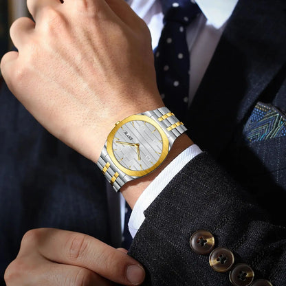 CAREKISO Luxury Fashion Men Clock Waterproof Week Date Casual Man Wristwatch Stainless Steel Quartz Business Men's Watches Reloj