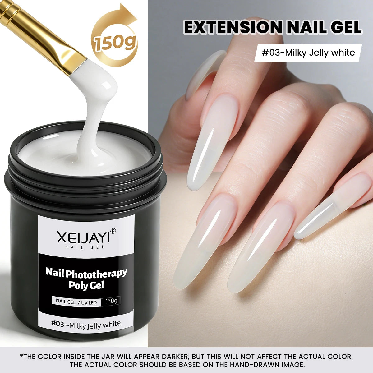 XEIJAYI 150g Poly Nail Gel UV LED Cured Builder Nail Gel Crystal Nail Extension Gel For Nails DIY At Home Salon