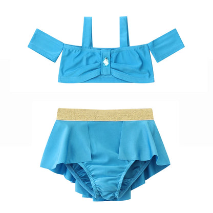 Fairy Tale Princess Swimsuit for Girls Elsa Anna Snow White Swimwear Belle Child Kids Toddler 2-8Y Bathing Suit with Skirt