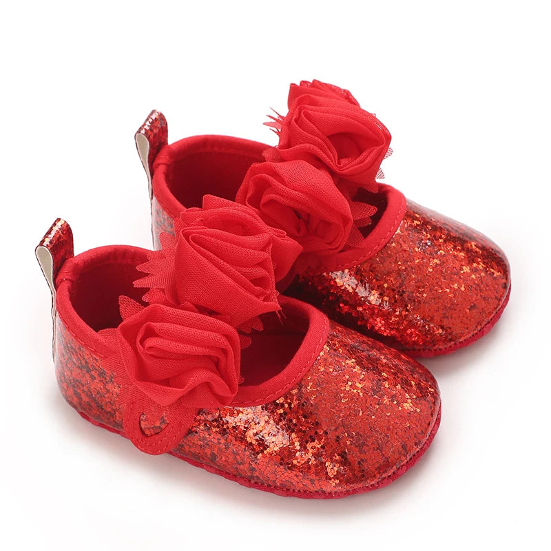 Baby Learning Walk Shoes, Elegant 3D Flower Infant Crib Shoes,Multi Style Soft Dress Footwear for Newborn Baby Girls 0-18Months