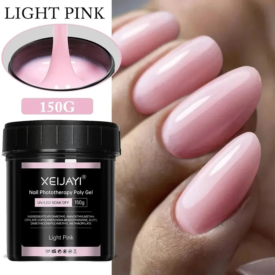 XEIJAYI 150g Poly Nail Gel UV LED Cured Builder Nail Gel Crystal Nail Extension Gel For Nails DIY At Home Salon