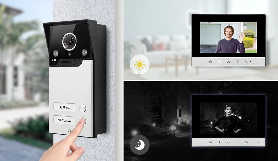 HOMSECUR 7" HD Video Door Phone Intercom Doorbell Auto Snapshot For 2 Families