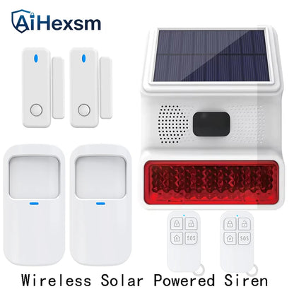 New 433MHz Wireless light Flash Strobe Outdoor Solar Waterproof Siren for Home Burglar PIR Motion Door Gap Security Alarm System