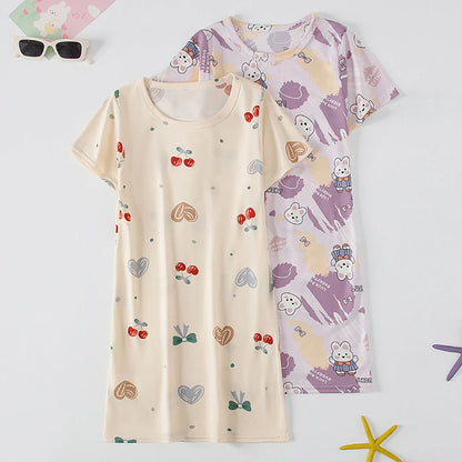 1/2 Piece Children's Sweet And Lovely Straight Skirt Loose And Comfortable Girl's Home Skirt Casual Round Neck Plus Size Skirt