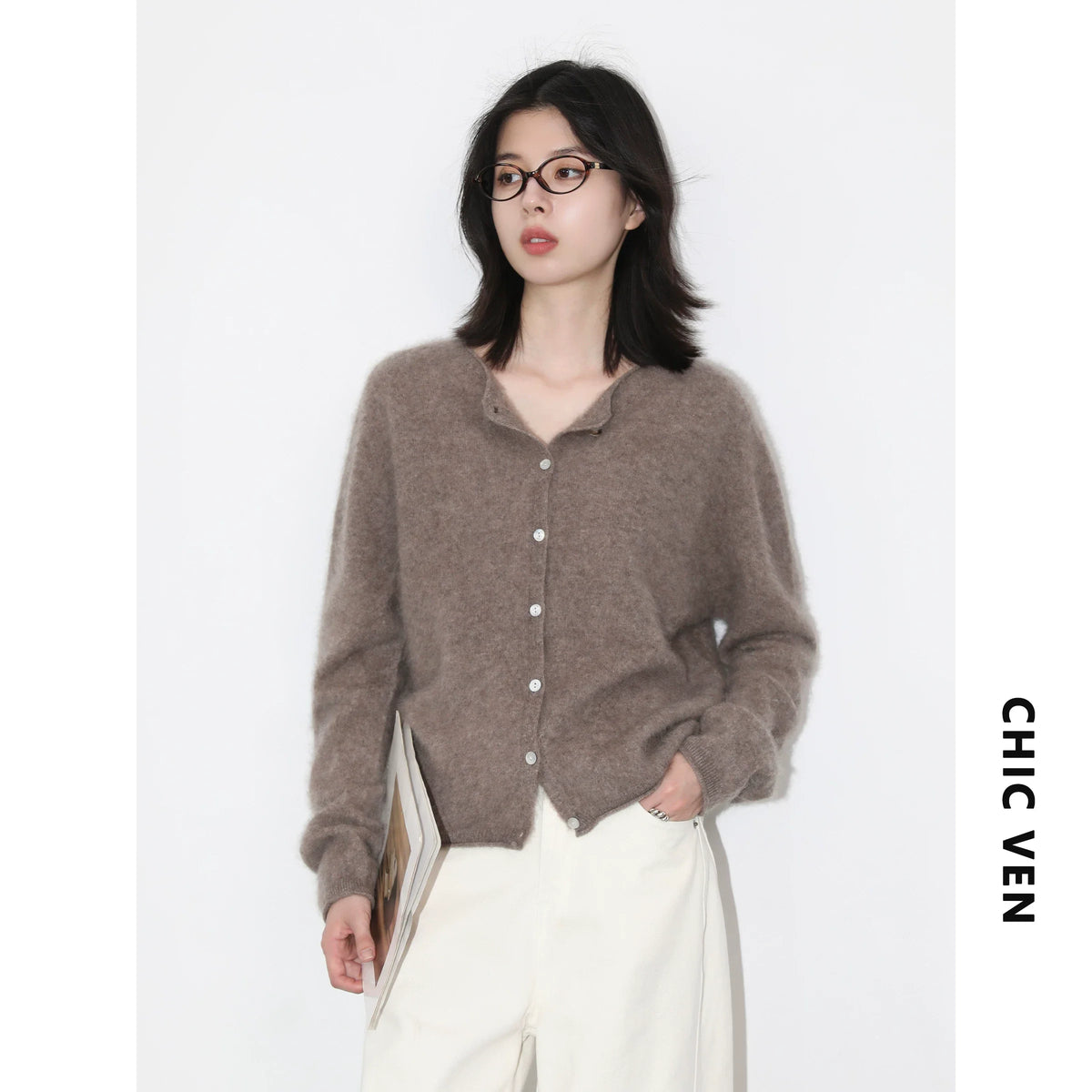 CHIC VEN New Women Knitted Cardigan Solid Long Sleeved Single-breasted Loose Casual Oversize Female Sweater Autumn Winter 2026