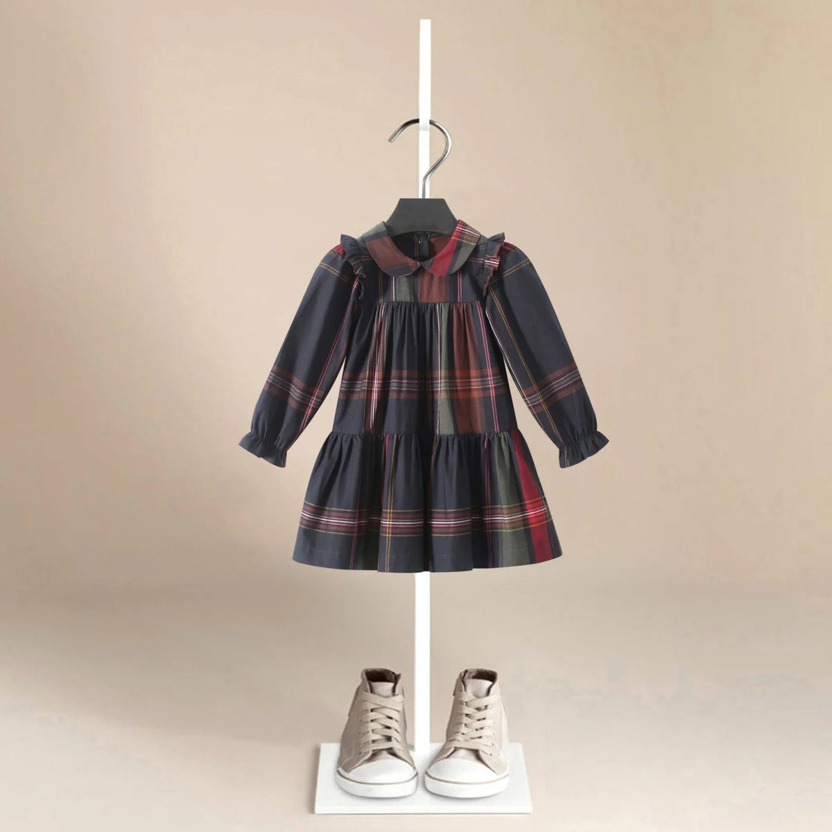 Designer Kids Long Sleeve Dresses for Spring and Autumn Cotton Striped Casual Girls Luxury Toddler Clothes All Season Birthday