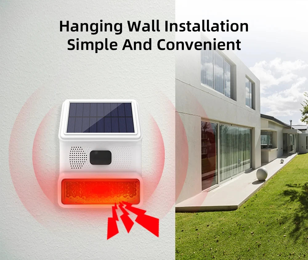 New 433MHz Wireless light Flash Strobe Outdoor Solar Waterproof Siren for Home Burglar PIR Motion Door Gap Security Alarm System