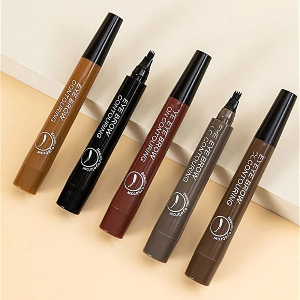 5 Colors Microblading Eyebrow Pen Waterproof Liquid Eyebrow Pencil Long Lasting Eyebrow Pen 4 Points Eye Brow Pen Cosmetics