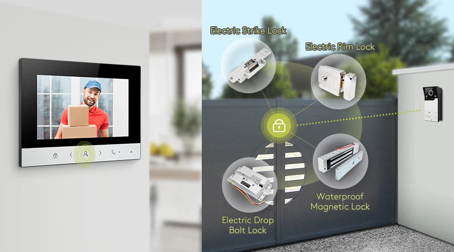 HOMSECUR 7" HD Video Door Phone Intercom Doorbell Auto Snapshot For 2 Families