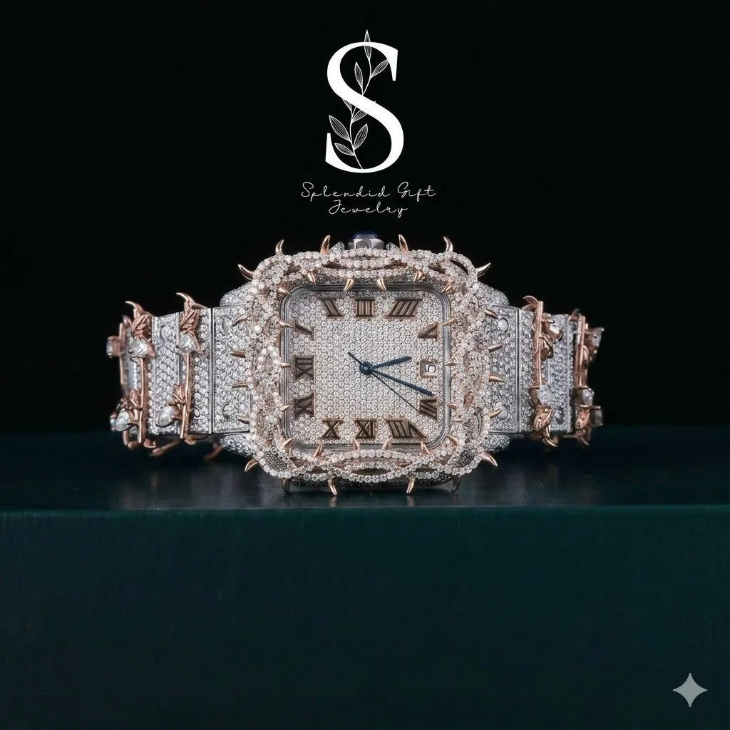 Luxury Design Watch for Men Custom Design Hip Hop Jewelry Moissanite Diamond Watch for Rappers Stainless Steel Watch