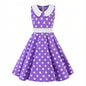 LPATTERN Girls' Vintage Rockabilly Dress Party Retro Polka Dot Floral Pattern A-line Dresses Pleated Skirt Knee-Length for 4-10Y