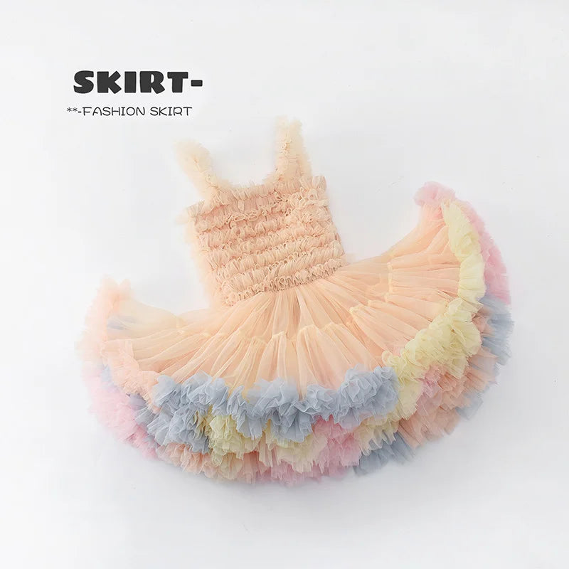 Girls Tutu Dress for Girls Baby Ball Gown Princess Party Vestido Casual Ruffled Bubble Photography Dresses Children Clothes L017