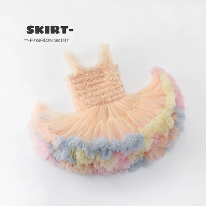 Girls Tutu Dress for Girls Baby Ball Gown Princess Party Vestido Casual Ruffled Bubble Photography Dresses Children Clothes L017