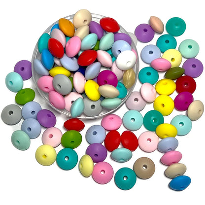 BOBO.BOX 100pc12mm Silicone Lentil Beads Baby Teething Bead BPA-Free Food Grade Making Baby Oral Care Pacifier Chain Accessorise