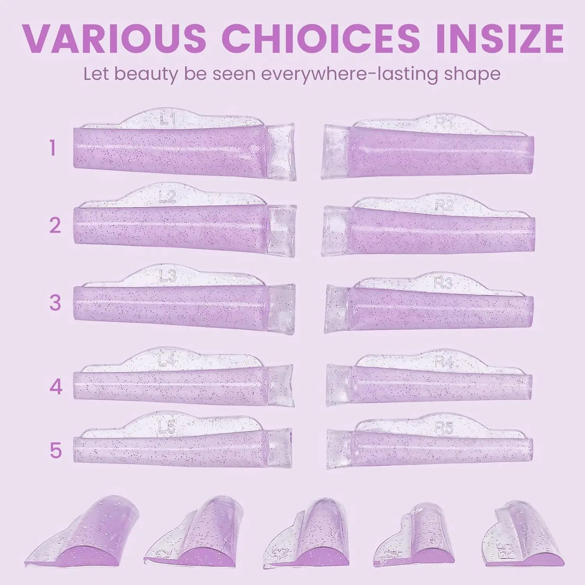 Lomansa 5 Pairs New C Curl Silicone Eyelash Perm Pads Sticky Lash Lift Pad Lifting 3D Eyelash Curler Accessories Makeup Tool