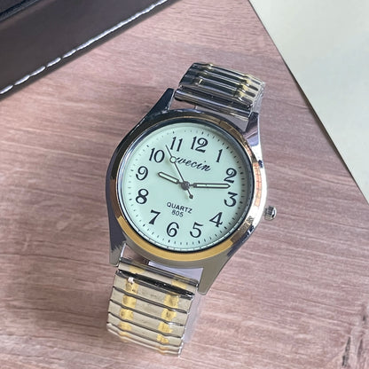 Business Sports Alloy Elastic Strap Glow-In-The-Dark Couple Fashion Quartz Watch For Men And Women