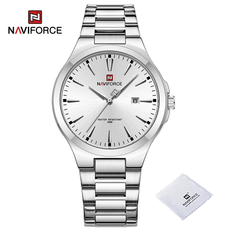NAVIFORCE Trend Watch for Men Casual Date Display Waterproof Quartz Military Stainless Steel Strap Man Watches Relogio Masculino