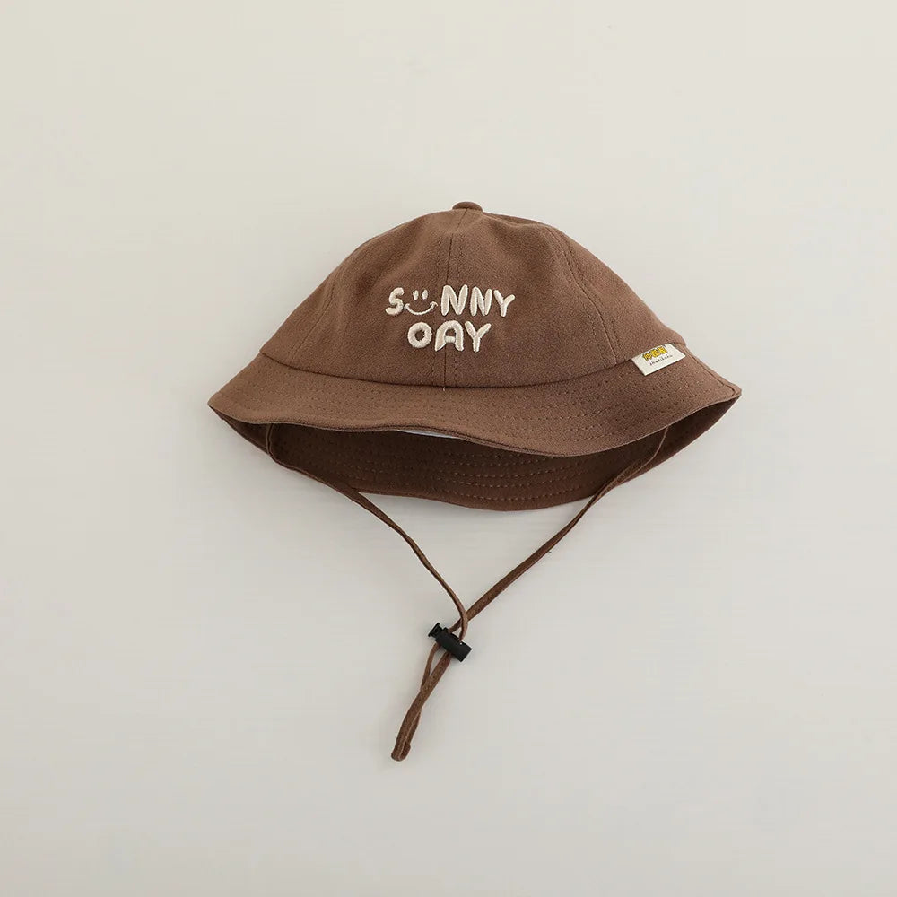New Embroidered Letter Baby Bucket Hats Spring Sunhat Fishing Hat Sunshade Visor Boy Girl Outdoor Fashion Beach Cap For 6-24M