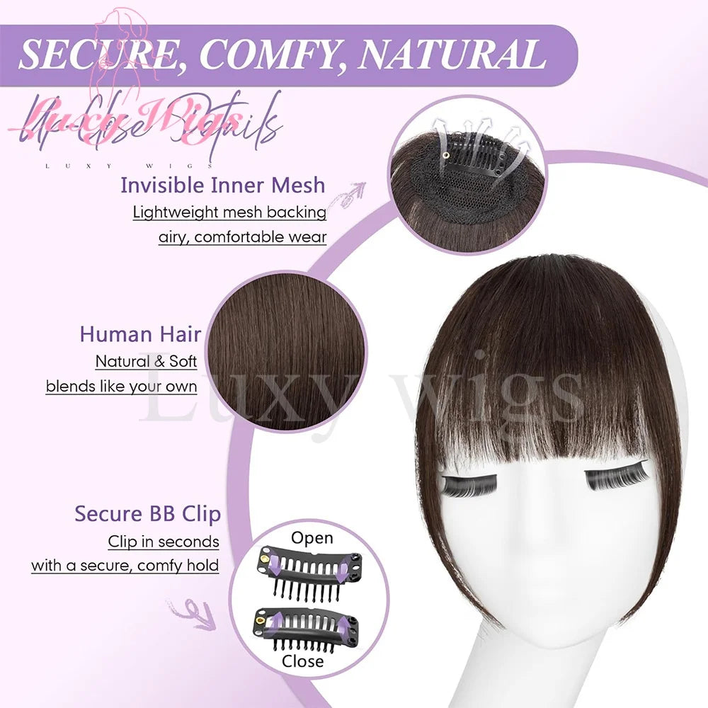 Blonde Human Hair Clip in Bangs Fringe with Temples Wispy Bangs French Bangs for Women Black Brown Gray Hair Bangs Daily Use