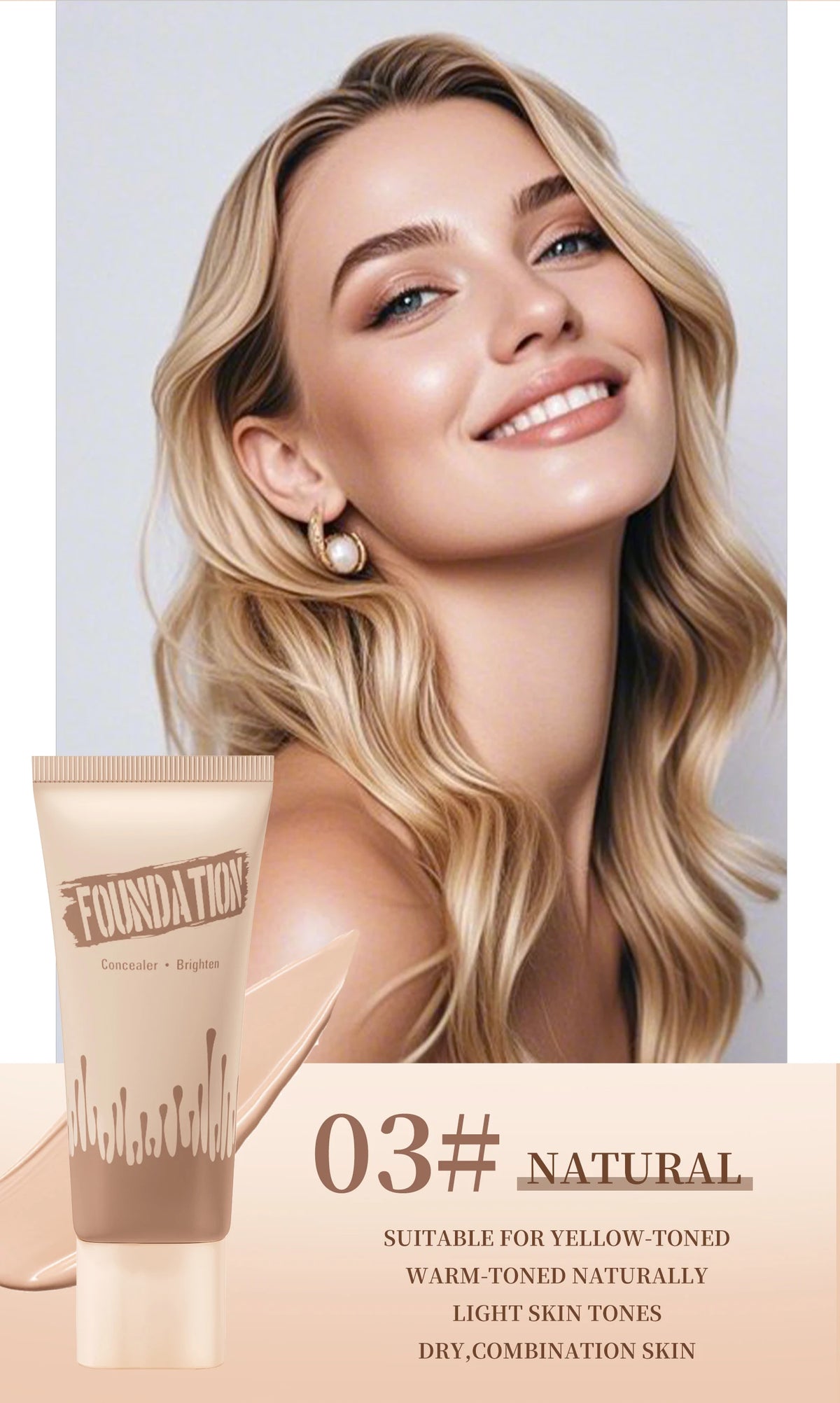 Full Coverage Foundation, Matte Finish Oil-control Liquid Foundation, Covering Blemishes And Dark Spot, Concealer Cream