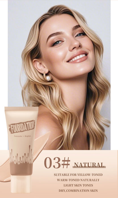 Full Coverage Foundation, Matte Finish Oil-control Liquid Foundation, Covering Blemishes And Dark Spot, Concealer Cream