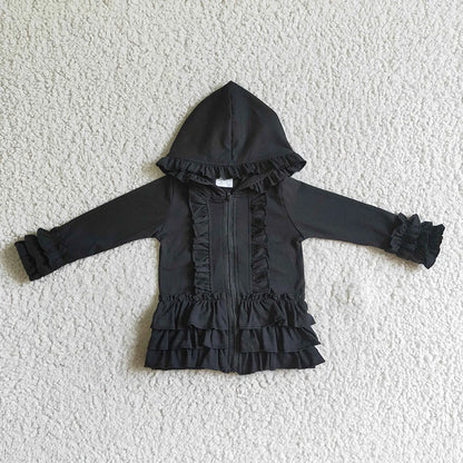 Fashion Outerwear Baby Girl Coat Ruffle Long Sleeve Hoodie Cotton Zipper Sweatshirt Children Clothes Infant Colorful Clothing