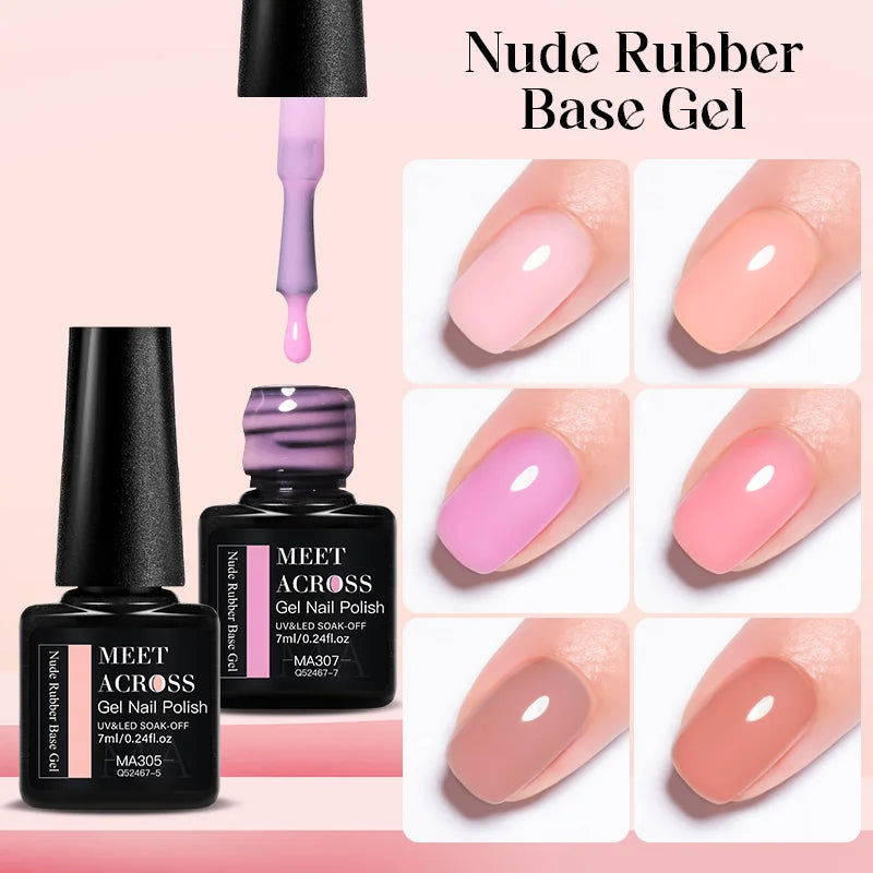 2 In 1 Nude Pink Rubber Base Gel Nail Polish Semi Permanent Self Leveling UV Construction Gel Varnish Soak off DIY Nail Supplies