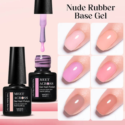 2 In 1 Nude Pink Rubber Base Gel Nail Polish Semi Permanent Self Leveling UV Construction Gel Varnish Soak off DIY Nail Supplies