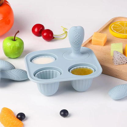 Baby Fruit and Vegetable Mold Silicone Hand Ring Popsicle Mold Baby Teething Teether Ice Cream Mold Baby Food Storage Container