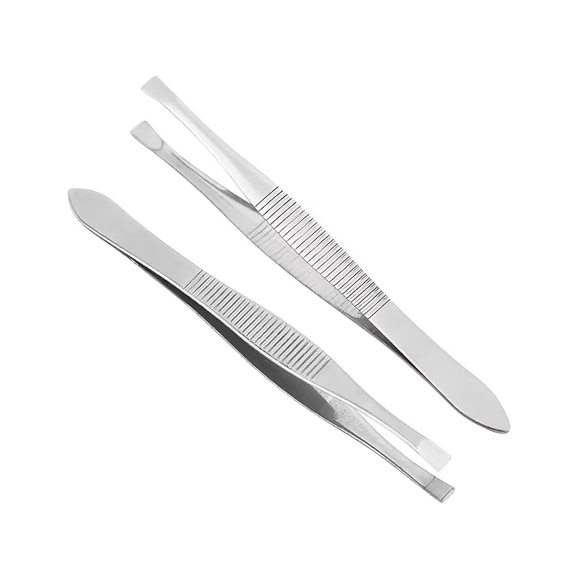 Stainless Steel Convenient Small Tool Eyebrow Pliers Eyebrow Tweezers Professional Eyebrow Hair Removal Tweezer Flat Tip Tools
