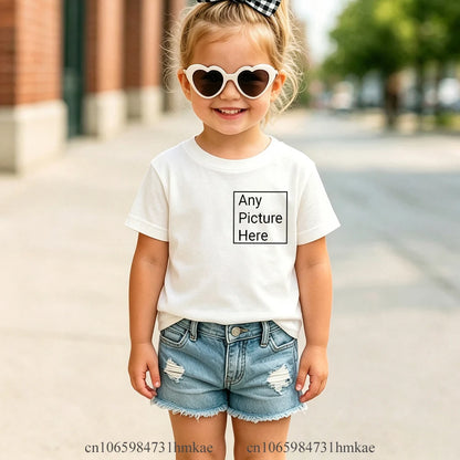 Personalized Kids T‑Shirts Front Back Print Customized Girl Short Sleeve T‑shirt Custom Photo Text Logo Tee For Girls Casual Tee