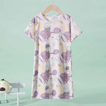 1/2 Piece Children's Sweet And Lovely Straight Skirt Loose And Comfortable Girl's Home Skirt Casual Round Neck Plus Size Skirt