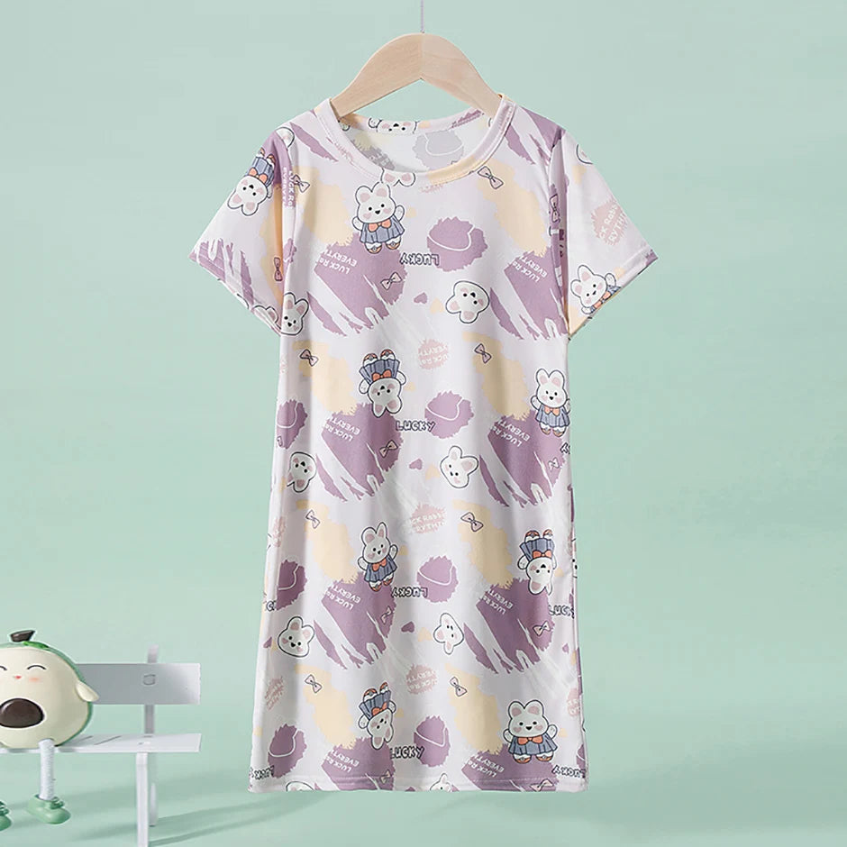 1/2 Piece Children's Sweet And Lovely Straight Skirt Loose And Comfortable Girl's Home Skirt Casual Round Neck Plus Size Skirt