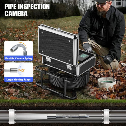 17MM/23MM Sewer Pipe Inspection Camera  with DVR 16GB TF Card, Sewer Drain Industrial Endoscope 10" Monitor AHD 720P Camera