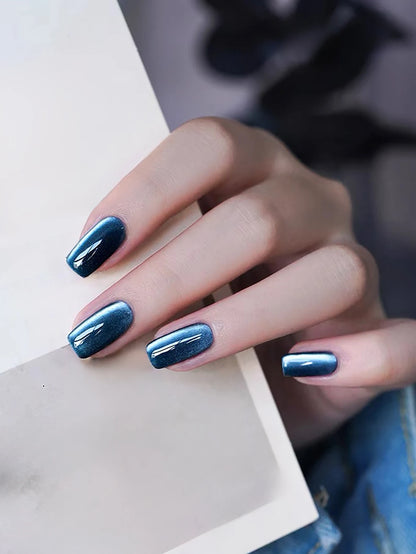 1-21pcs ZH Popular Blue Ink Cat's Eye Gel Nail Polish Spring Summer Fashionable Color Flash Glass Beads Cat's Eye Nail Salon