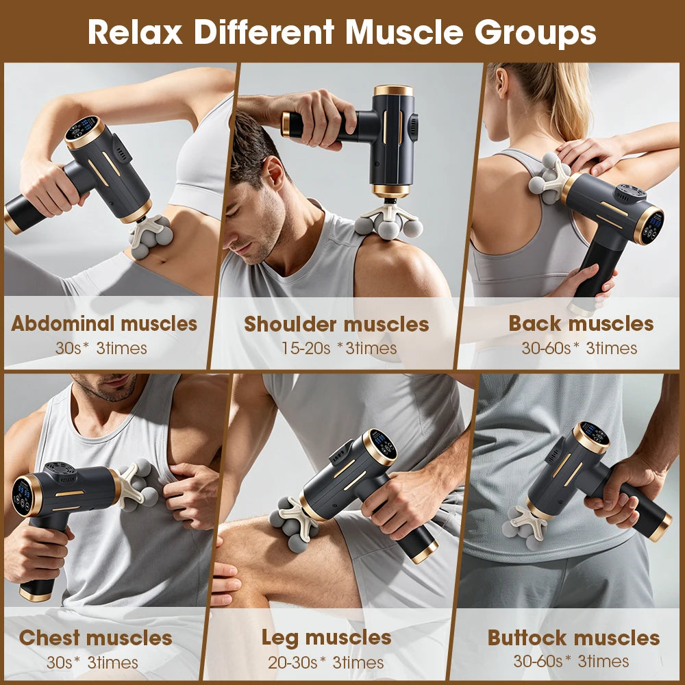 Electric Fascia Gun 24W 99 Gear Adjustable 11 Replacement Head Deep Tissue 8mm Percussion Massager Rechargeable Home Gym Massage