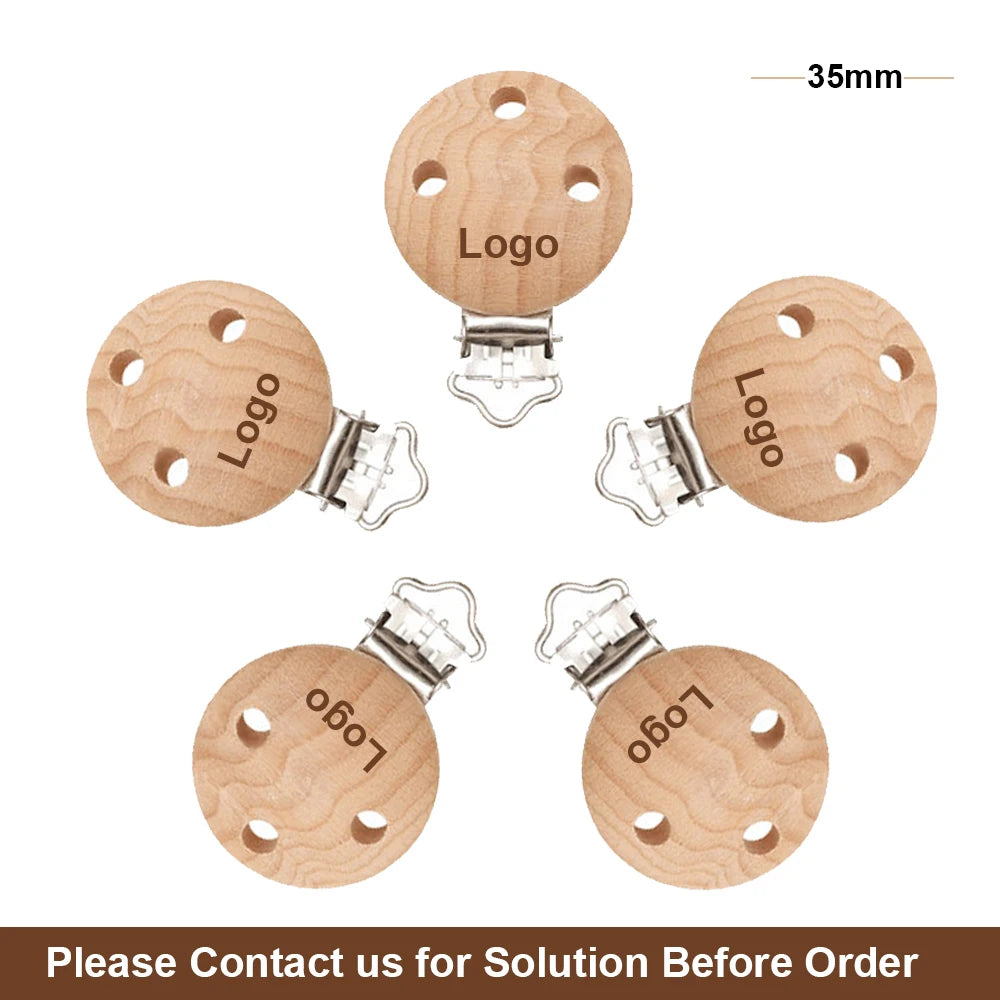 Mabochewing 20pcs 30mm 35mm Natural Beech Wood Clips for Baby Mobile Chewing Pacifier Chain