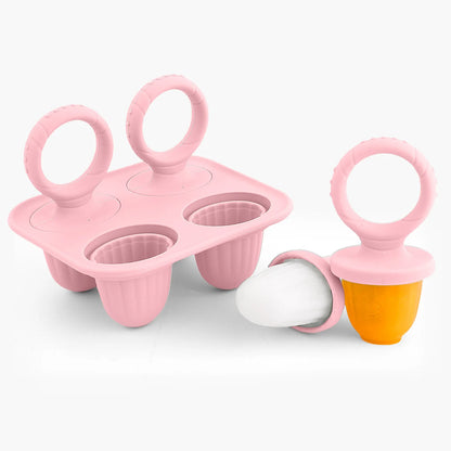 Baby Fruit and Vegetable Mold Silicone Hand Ring Popsicle Mold Baby Teething Teether Ice Cream Mold Baby Food Storage Container