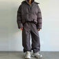 Casual Women's Stripe Set With Hat Full Sleeve Cotton Padded Coat Straight Pants Female Loose Sets 2026 Autumn Winter Lady Suit