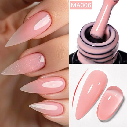 2 In 1 Nude Pink Rubber Base Gel Nail Polish Semi Permanent Self Leveling UV Construction Gel Varnish Soak off DIY Nail Supplies