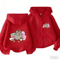Cozy Pusheen Cat With Headphones Snacks Front Back Zip Up Hoodie For Kids Long Sleeve Lovely Cartoon Casual Outerwear Jacket