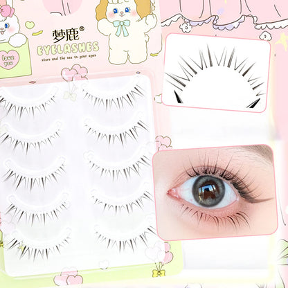 5 Pairs 4-8mm Antique Cartoon Lower False Eyelashes Wispy Cluster Natural Daily Eyelash Extensions For Beauty Eye Cosplay Makeup