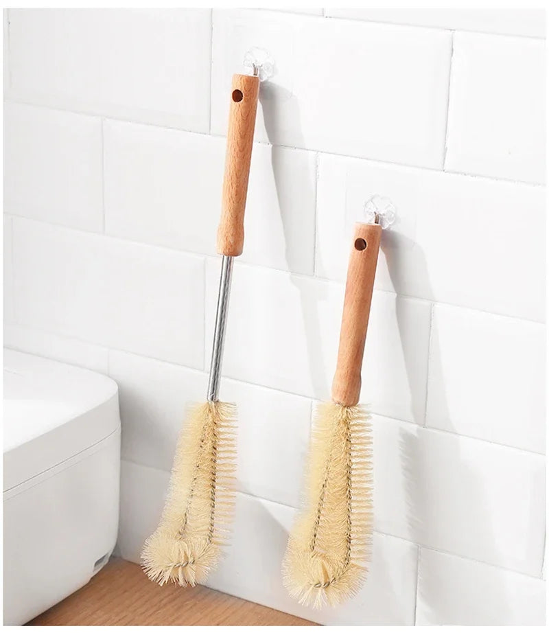 Kitchen Cleaning Tools Drink Bottles Glass Scrubbers Cleaning Brush Wooden Bottle Cleaning Brush with Long Handle