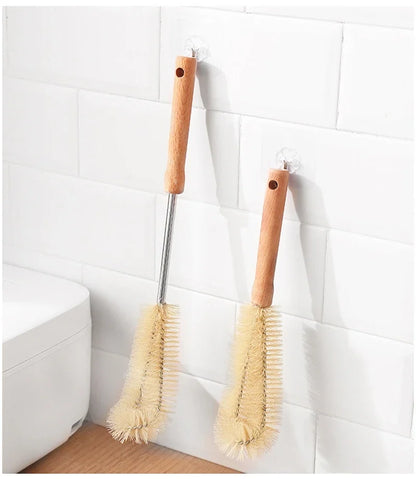 Kitchen Cleaning Tools Drink Bottles Glass Scrubbers Cleaning Brush Wooden Bottle Cleaning Brush with Long Handle