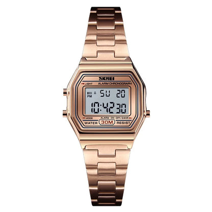SKMEI 1415 Luxury Retro Digital Sports Watch for Women Stainless Steel Electron Waterproof Wristwatches Girl Clock Reloj Hombre
