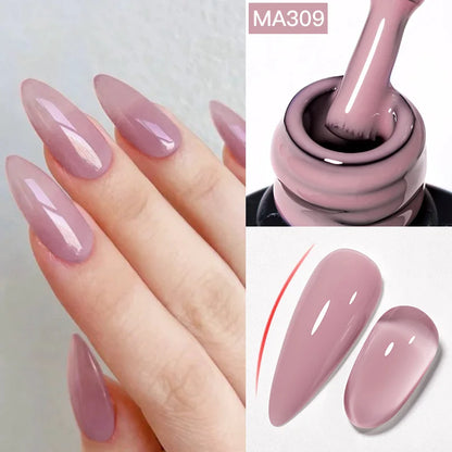 2 In 1 Nude Pink Rubber Base Gel Nail Polish Semi Permanent Self Leveling UV Construction Gel Varnish Soak off DIY Nail Supplies