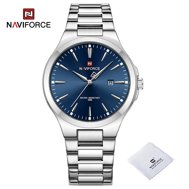 NAVIFORCE Trend Watch for Men Casual Date Display Waterproof Quartz Military Stainless Steel Strap Man Watches Relogio Masculino